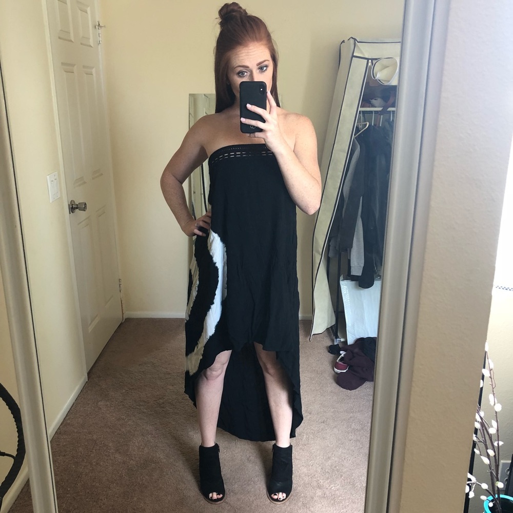 High Low Strapless Dress w/ Tiedye Bullseye design